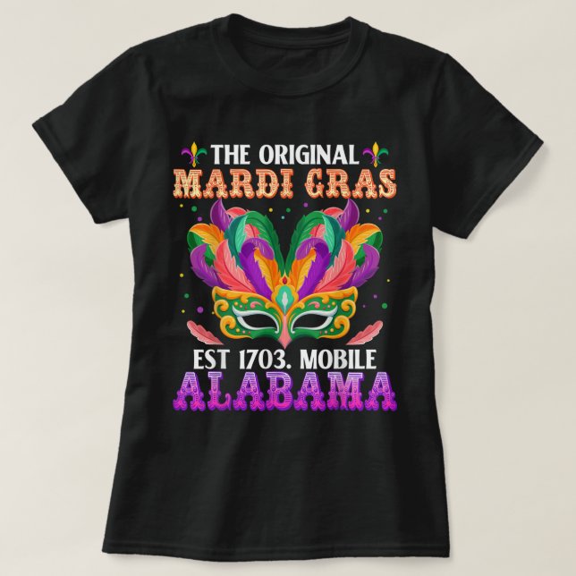T-shirt Drôle Le Mardi Gras Mobile Original Alabama 1703 (Design devant)