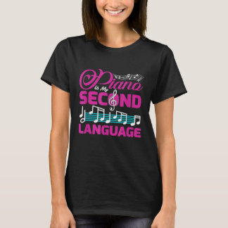 T-shirt Drôle Le piano est ma langue seconde