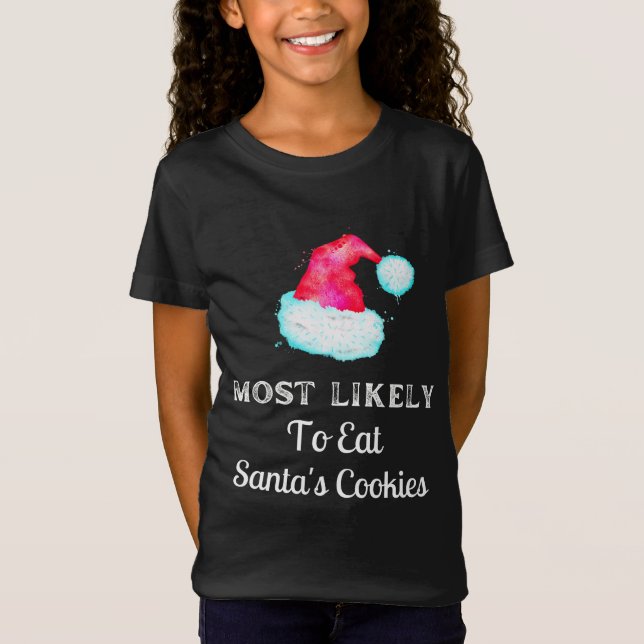 T-Shirt Drôle Le Plus Probable À Père Noël Cookies (Devant)