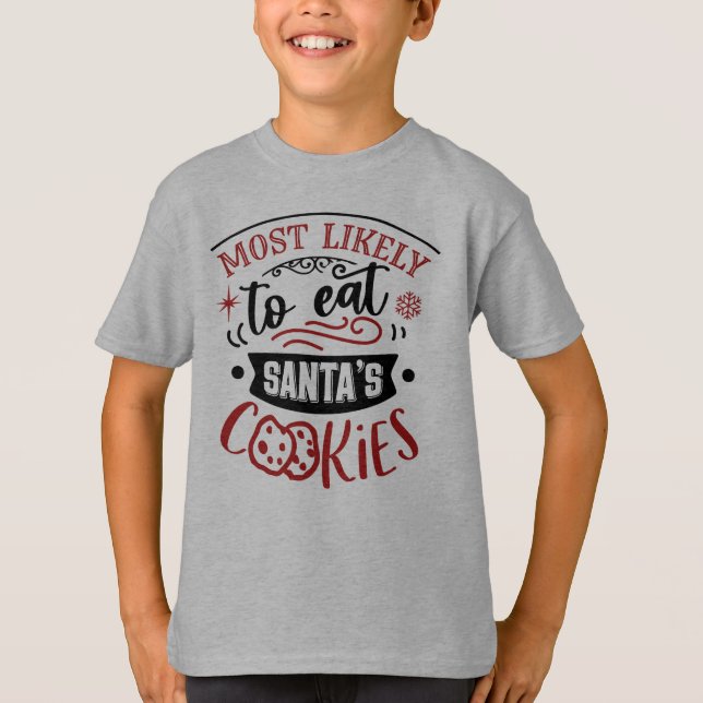 T-shirt Drôle le plus susceptible de manger des cookies No (Devant)