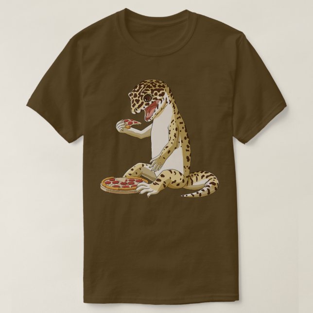 T-shirt Drôle Léopard de Pizza Reptile Gecko Premium T- (Design devant)