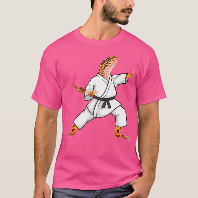 T-shirt Drôle Leopard Gecko Faire Karate Samurai Ni (Devant)