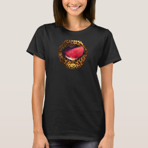 T-shirt Drôle Lèvres Léopard Cool femmes bouche Cheetah Li