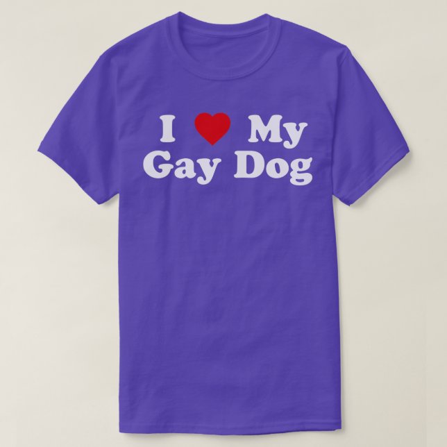 T-shirt Drôle LGBT J'aime mon chien gay (Design devant)
