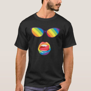 T-shirt Drôle LGBT Pride Femme Lunettes de soleil Langue d