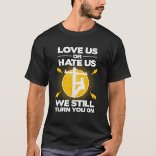 T-shirt Drôle Lineman Designs Hommes Papa Electronique Hum