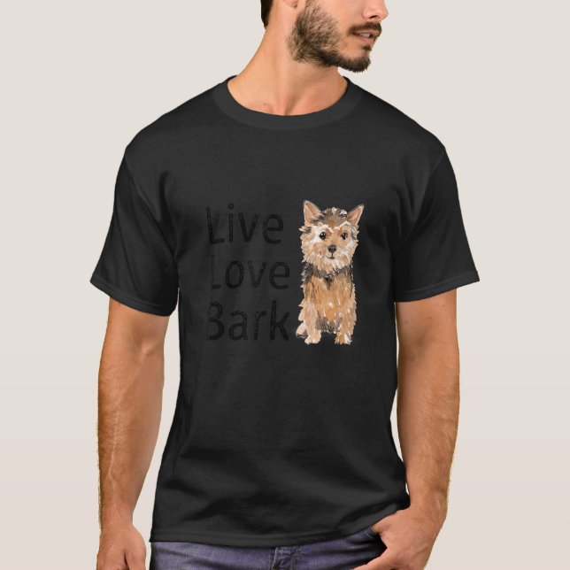 T-shirt Drôle Live Love Bark Yorkshire Terrier Chien Et Ta (Devant)