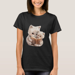 T-shirt drôle livre lecture chaton pour femmes et filles c