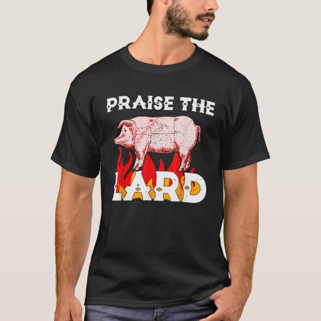 T-shirt Drôle LOUEZ LE LARD BBQ Holy Pig Artwork (Devant)
