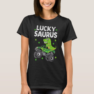 T-shirt Drôle Lucky Saurus T Rex Monster Truck Patricks Da