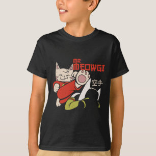 T-shirt Drôle M. Meowgi Karate Chat Meow Design Hommes Fem