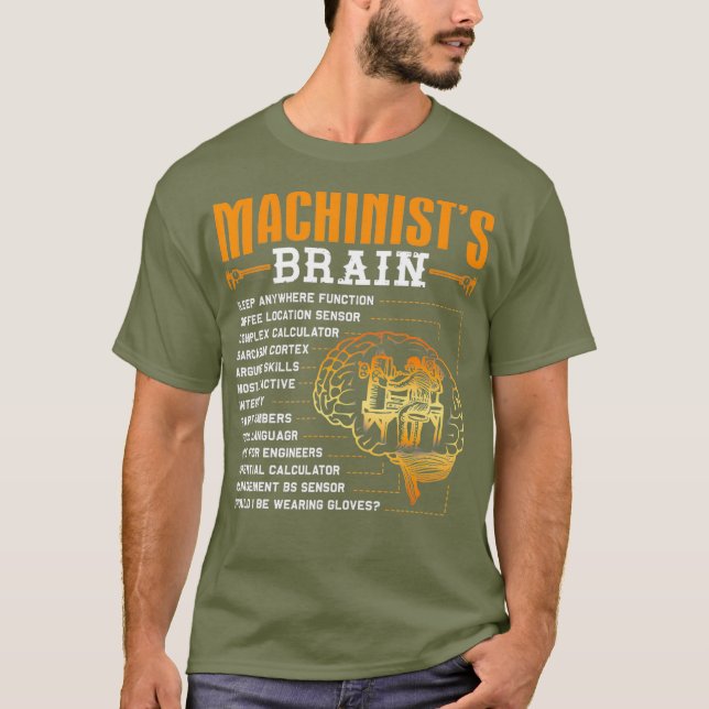 T-shirt Drôle Machiniste Cadeaux Machinistes Cerveau (Devant)