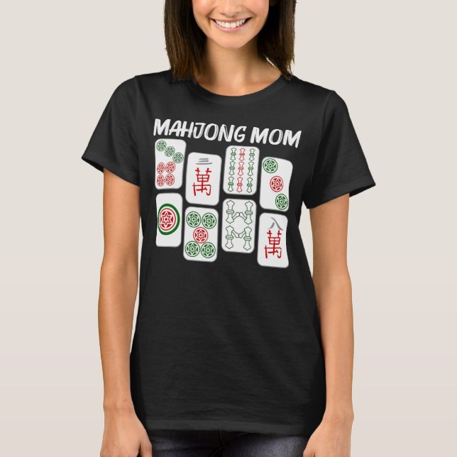 T-shirt Drôle Mahjong Cadeau pour Maman Mère Tile Game Lov (Devant)