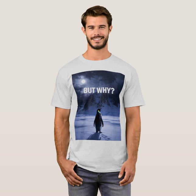 T-shirt drôle MAIS POURQUOI Pingouin (Devant entier)