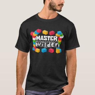 T-shirt Drôle Maître Constructeur Blocs Cadeaux Hommes Fem