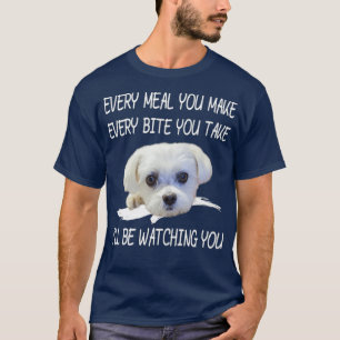 T-shirt Drôle Maltais Chien regardant le propriétaire Cita