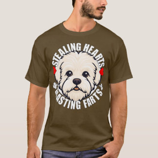 T-shirt Drôle Maltipoo Voler Coeurs Blesser Farts Chien
