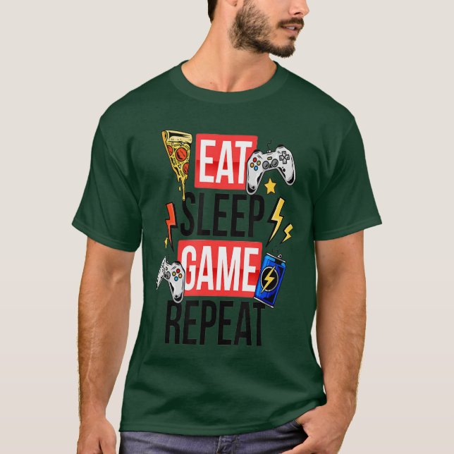 T-shirt Drôle Manger Dormir Jeu Répéter pour les amateurs  (Devant)