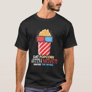 T-shirt Drôle Manger Popcorn Regardez Les Films Ignorer Le