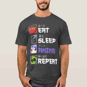 T-shirt Drôle Manger Sleep Anime Répéter Anime Japon Manga