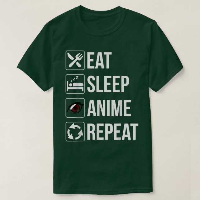 T-shirt Drôle Manger Sleep Anime Répéter T (Design devant)
