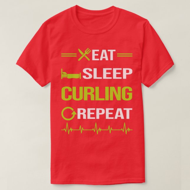T-shirt Drôle Manger Sleep Répéter Curling (Design devant)