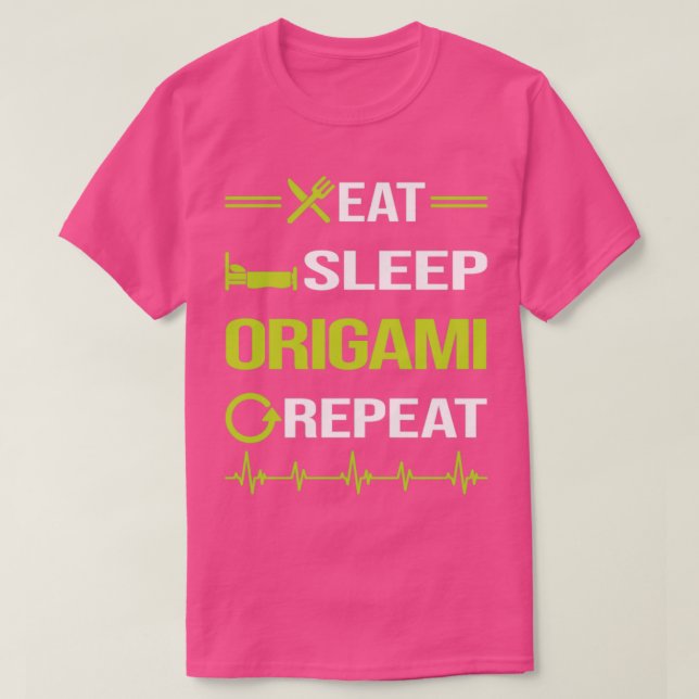 T-shirt Drôle Manger Sleep Répéter Origami (Design devant)