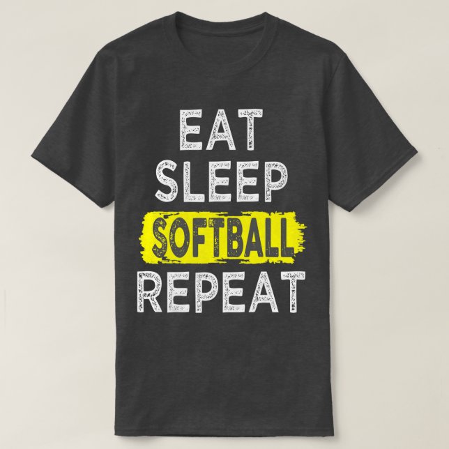 T-shirt Drôle Manger Sleep Softball Répéter Players De Bas (Design devant)