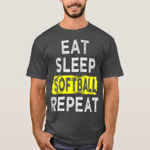 T-shirt Drôle Manger Sleep Softball Répéter Players De Bas