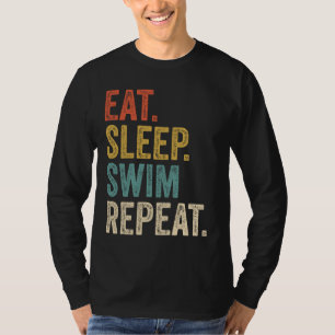 T-shirt Drôle Manger Sleep Swim Répéter Swime de natation