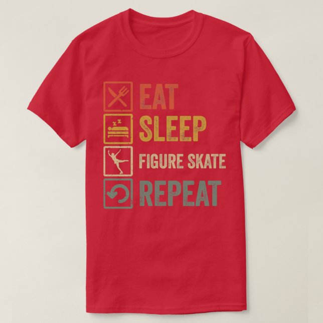 T-shirt Drôle mangez dormir Figure Patinage répétition rét (Design devant)