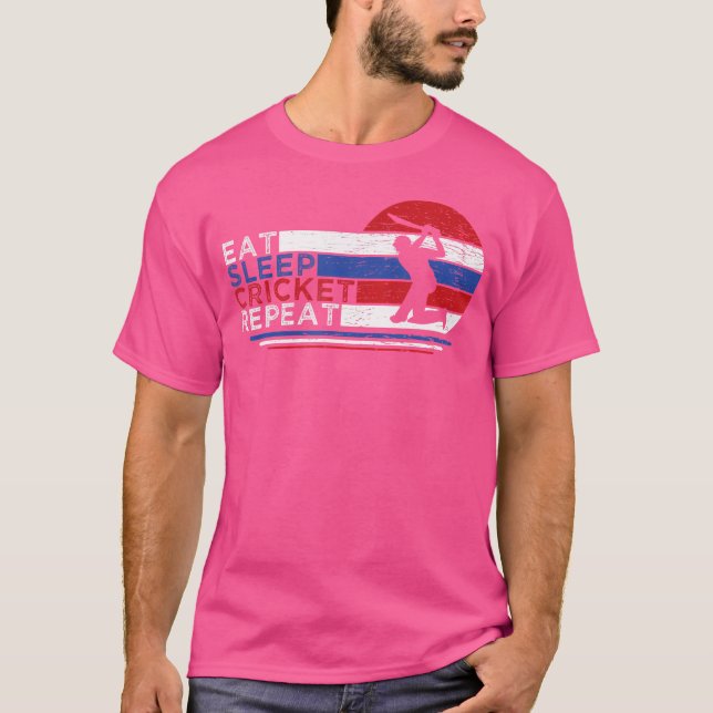 T-shirt Drôle Mangez Le Cricket Dormir Répéter Pour Le Pla (Devant)