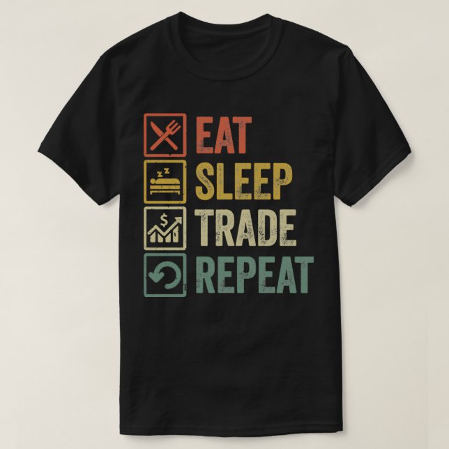 T-shirt Drôle mangez le sommeil commerce de répétition rét (Design devant)