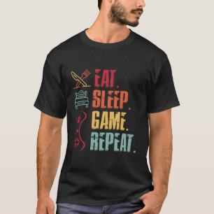 T-shirt Drôle Mangez Sleep Jeu Répéter Jeux Vidéo Amateurs