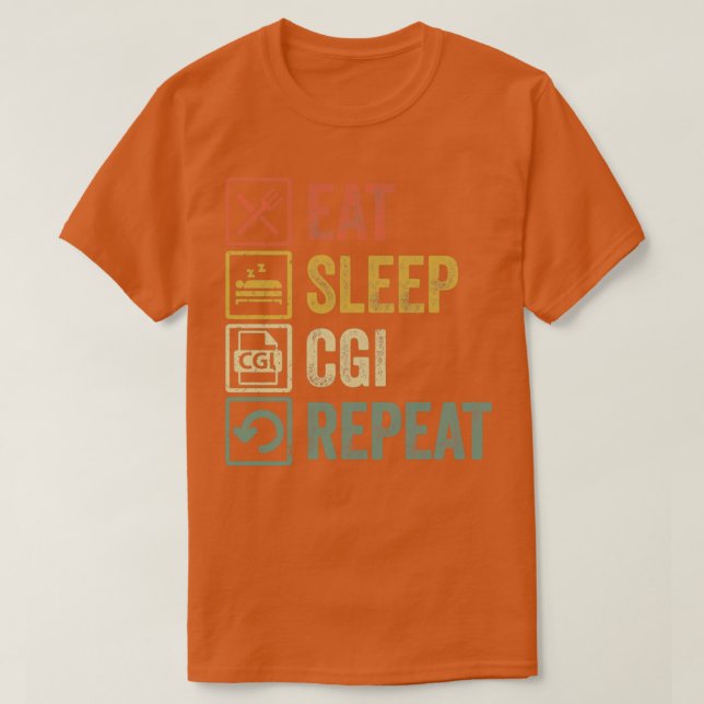 T-shirt Drôle mangez sommeil cgi répétition rétro cadeau v (Design devant)