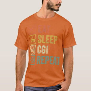 T-shirt Drôle mangez sommeil cgi répétition rétro cadeau v