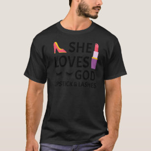 T-shirt Drôle maquillage Lipstick Art Girl Femmes Lashes &