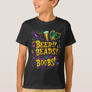 T-shirt Drôle Mardi Gras Beer Beads Breast New Orleans