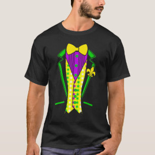 T-shirt Drôle Mardi Gras Lazy Tuxedo Costume Bow Cravate