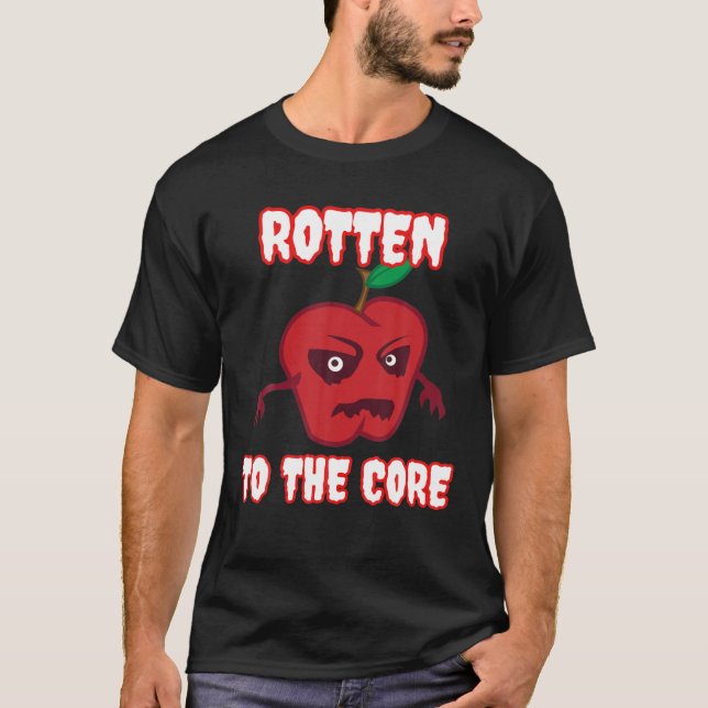 T-shirt Drôle Mauvaise Pomme Rotten Au Coeur Hommes Femmes (Devant)