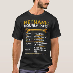 T-shirt Drôle Mécanique Taux horaire Cadeaux Chemise Taux