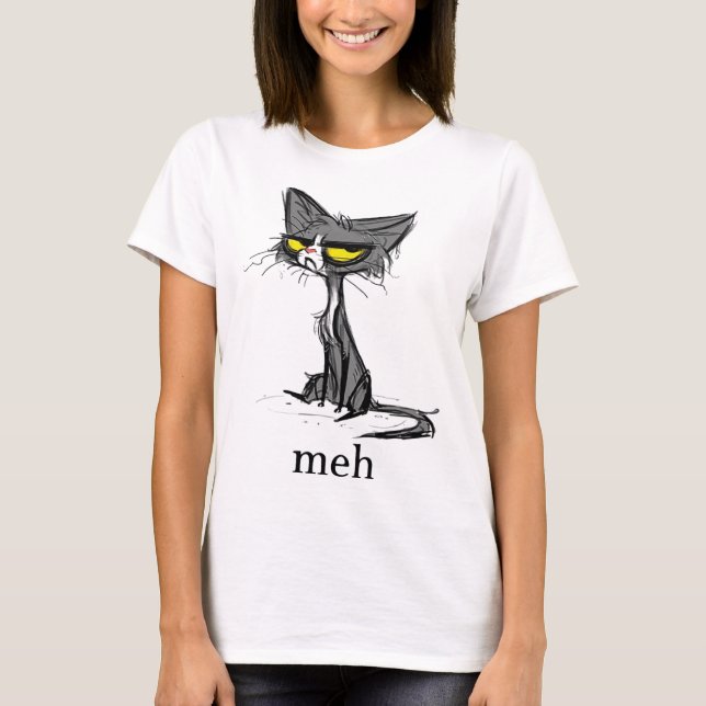 T-shirt Drôle Meh cadeau de chat pour les Amoureux de les  (Devant)