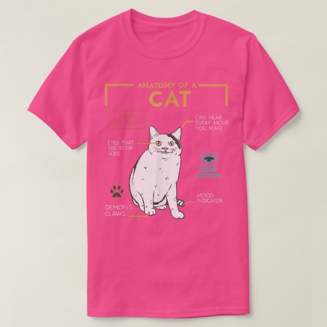 T-shirt Drôle Mème de chat bizarre souriant, Anatomie d'un (Design devant)
