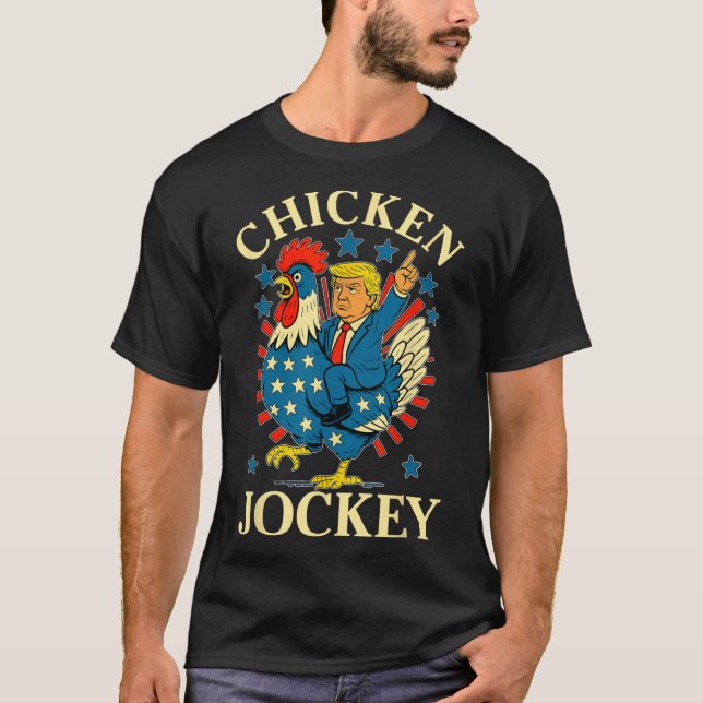 T-shirt Drôle Mème Jockey de poulet (Devant)