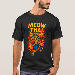 T-shirt Drôle Meow Thai Muay Thai Combat de Chat Pun Blagu