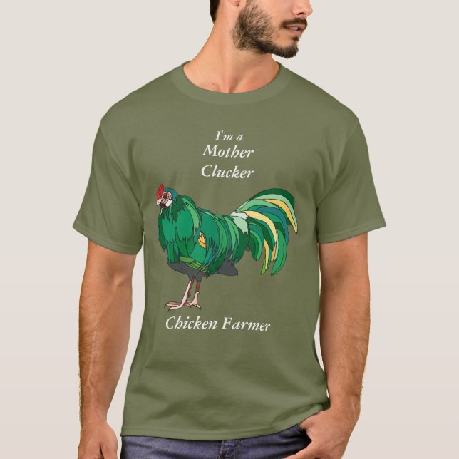 T-shirt Drôle Mère Clucker Poulet Agricole Poulet Vert (Devant)