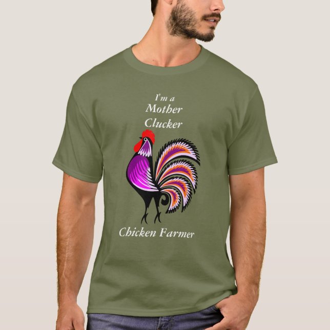 T-shirt Drôle Mère Clucker Poulet Agricole Purple Hen (Devant)