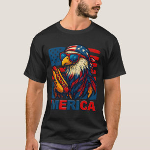 T-shirt Drôle Merica Aigle Hotdog Drapeau Usa 4 Juillet Pa