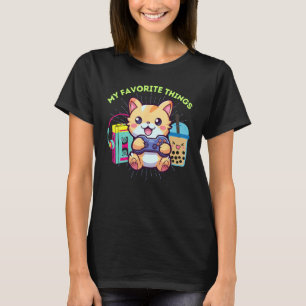 T-shirt Drôle Mes Choses Préférées Chat Joueur Boba & Les