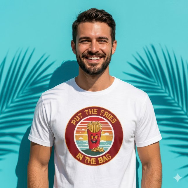 T-shirt Drôle Mettez Les Frites Dans Le Sac Mème Graphique (Humorous AI Art Cartoon Fries Sarcastic Men's Graphic Shirt)